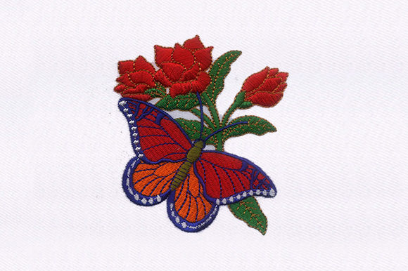 Butterfly Rose Embroidery Design
