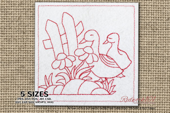 Duck and Flower Embroidery Design