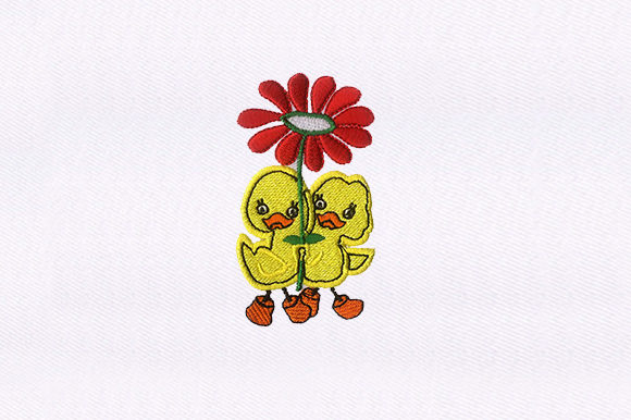 Flower Ducklings Embroidery Design