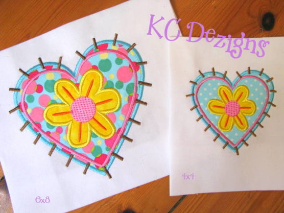 Heart Flower Embroidery Design