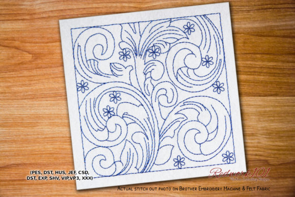 Leaves Abstracts Design Redwork