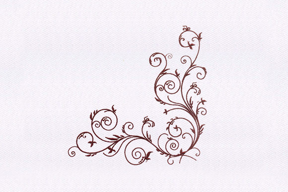 Maroon Stem Vines Embroidery