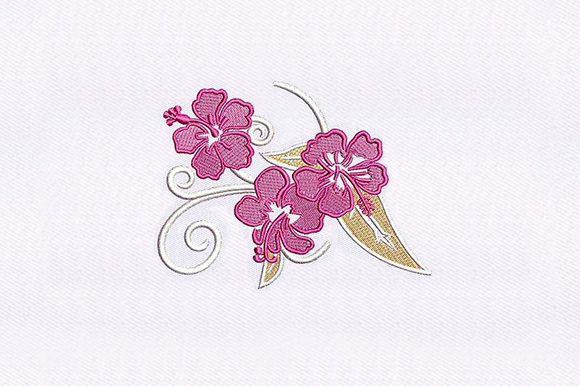 Pink Rosemallows Embroidery