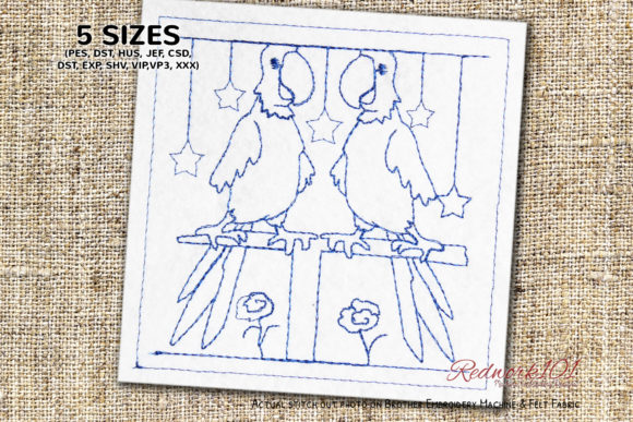 Two Pirate Parrots: A Unique Embroidery Design